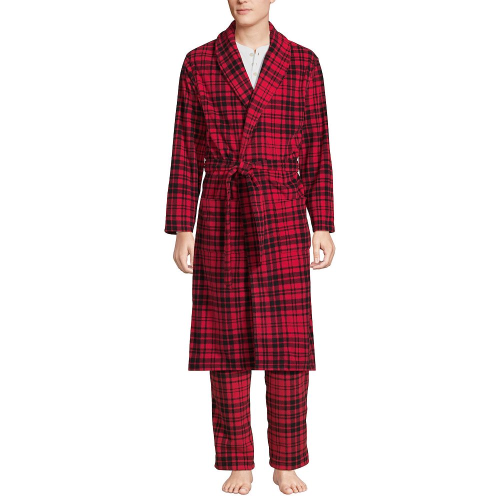 

Мужской флисовый халат Lands End Lands' End, цвет Black Rich Red Plaid