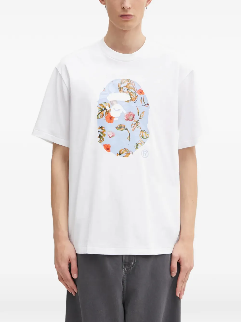 

Футболка с узором vacation ape head A BATHING APE, белый