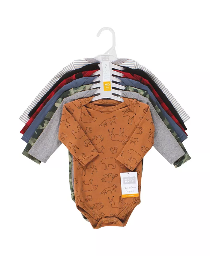 Боди для мальчиков из хлопка с длинным рукавом, Wild Buffalo, комплект из 7 штук Hudson Baby, мультиколор — фото 2