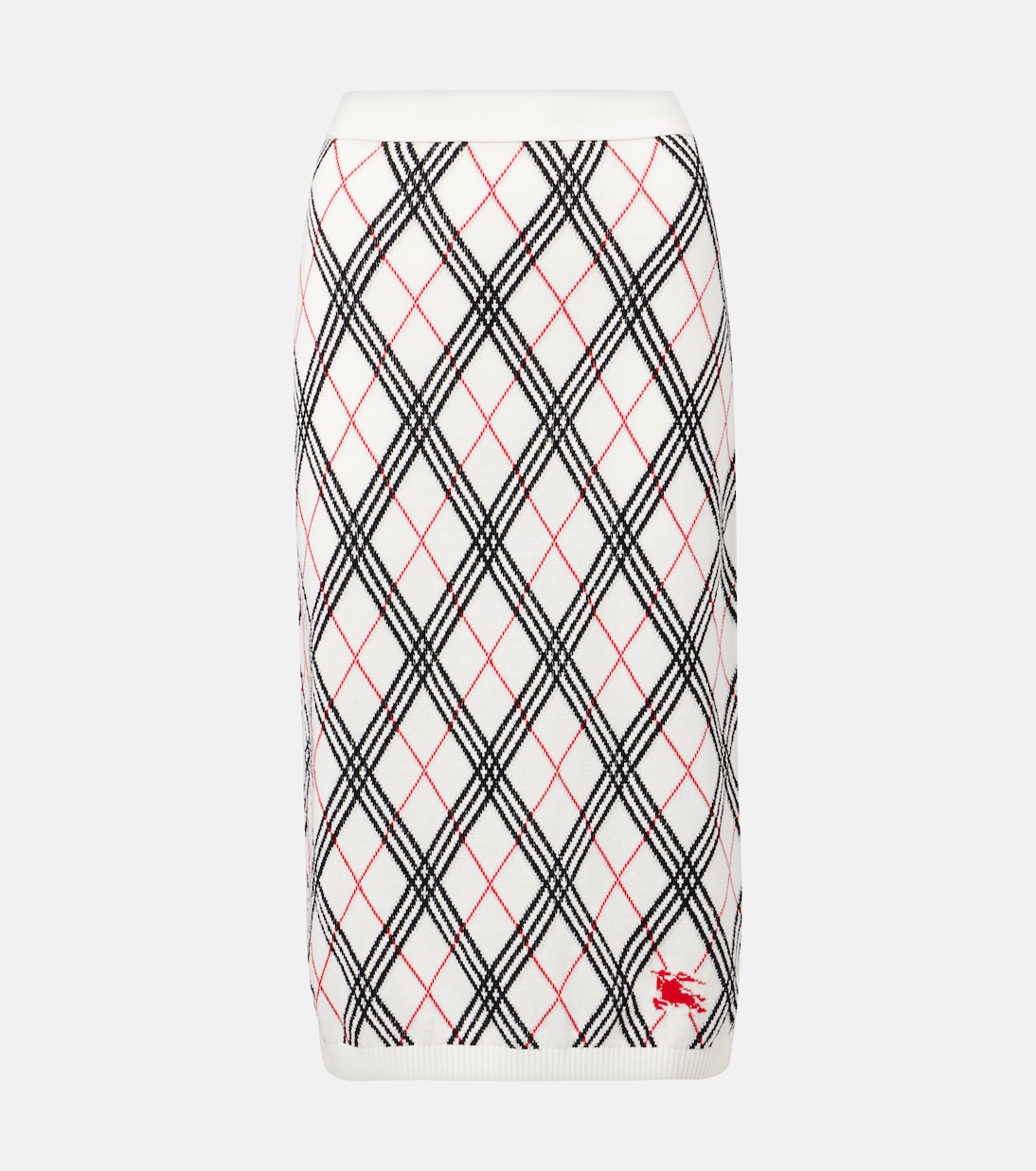 

Вязаная миди-юбка из хлопка с узором "аргайл" Burberry, Chalk Argyle Check