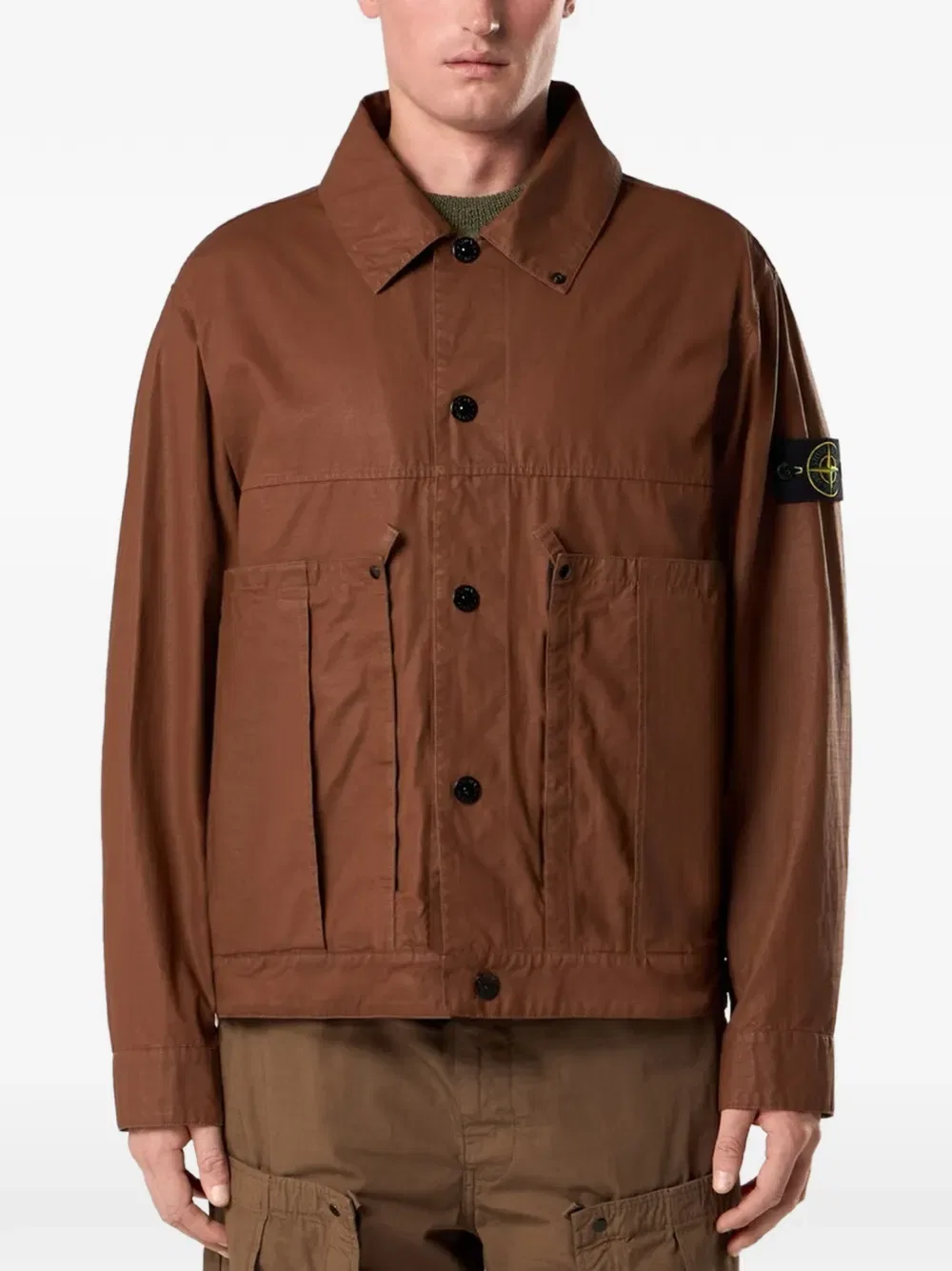Куртка с нашивками на пуговицах Stone Island, коричневый — фото 4
