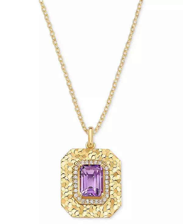 

Ожерелье с подвеской длиной 18 дюймов с квадратной блестящей текстурой, аметистом (2-1/5 карата tw) и белым топазом (1/4 карата tw), из стерлингового серебра с позолотой 14 карат (также с цитрином) Macy'S, amethyst