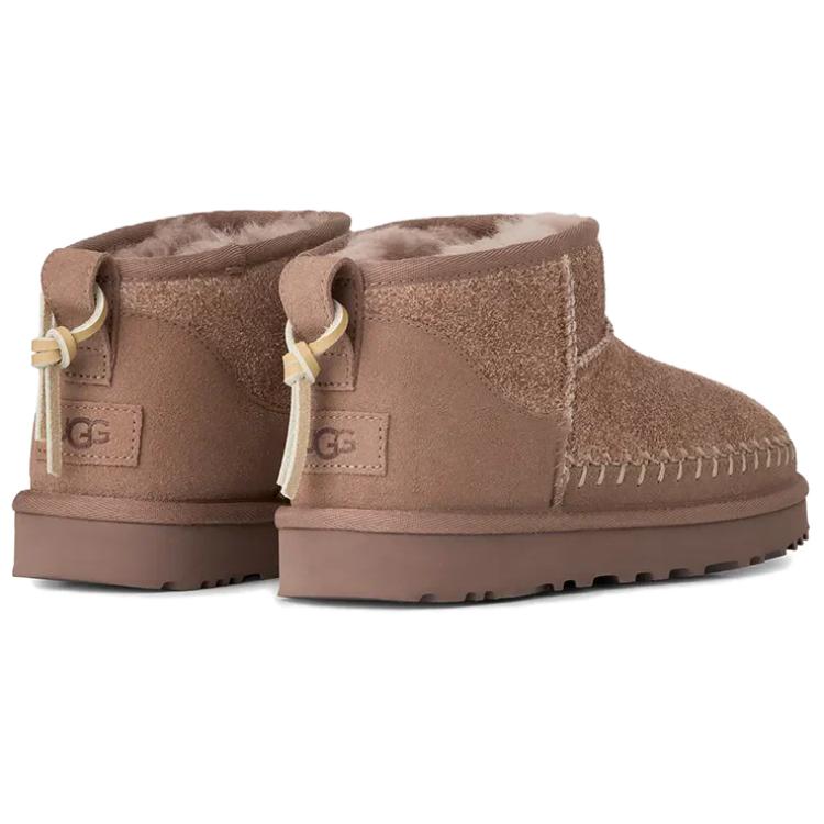 UGG Классические ультрамини термо сапожки женские до щиколотки кирпично-красные, цвет Brick Red — фото 4