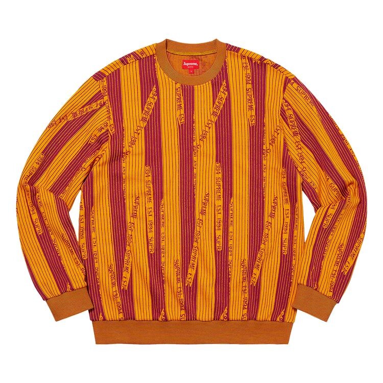 

Толстовка Supreme Textured Stripe Crewneck Yellow, желтый