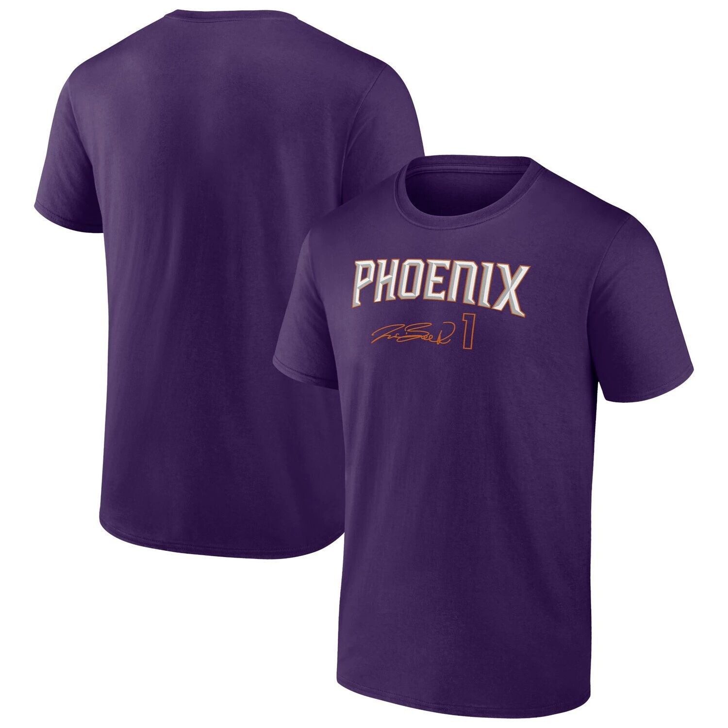 

Мужская фиолетовая футболка с именем и номером Devin Booker Phoenix Suns Fanatics, Фиолетовый, Мужская фиолетовая футболка с именем и номером Devin Booker Phoenix Suns Fanatics