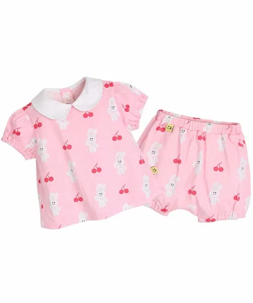Детский костюм с принтом Cream Bunny, moimoln, топ и брюки, 100% хлопок, розовый