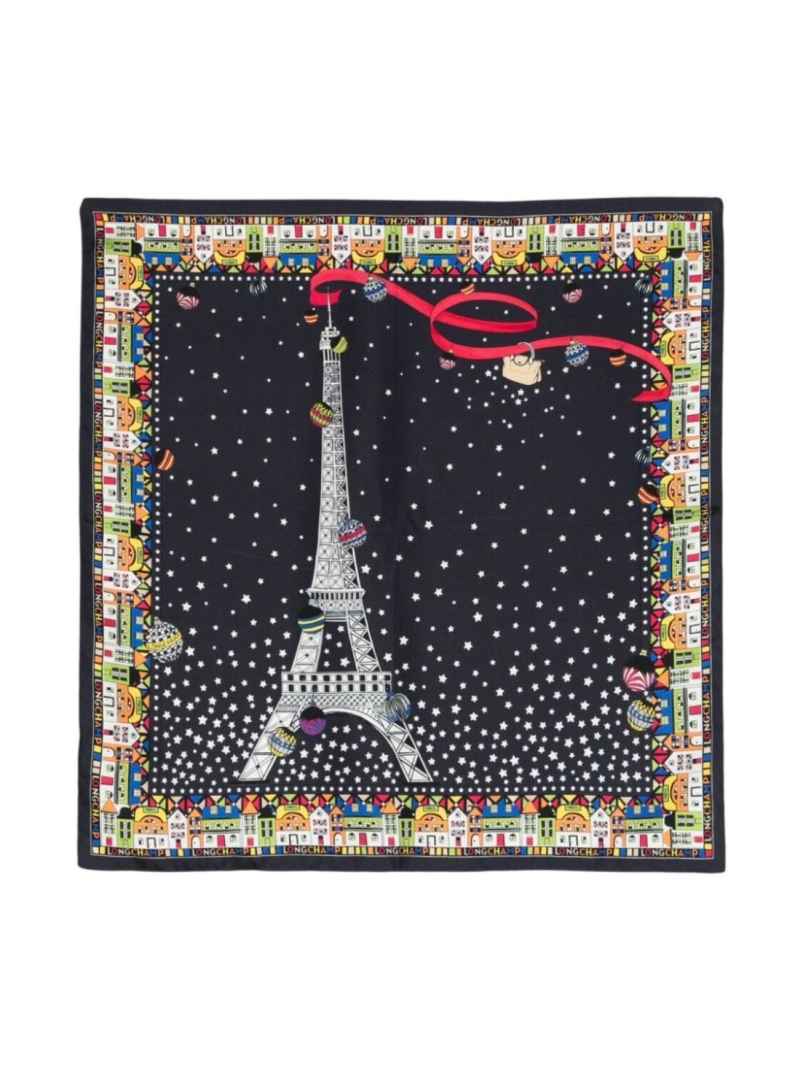 

Longchamp шелковый платок Le Pliage in Paris, синий