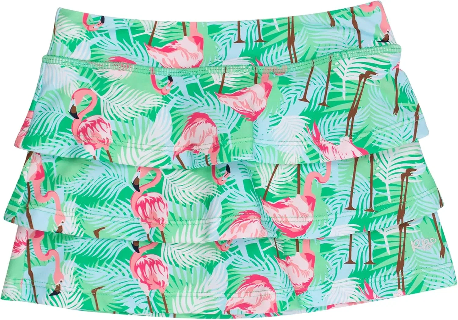 Спортивная юбка-шорты для девочек RuffleButts Green Vibrant Flamingo