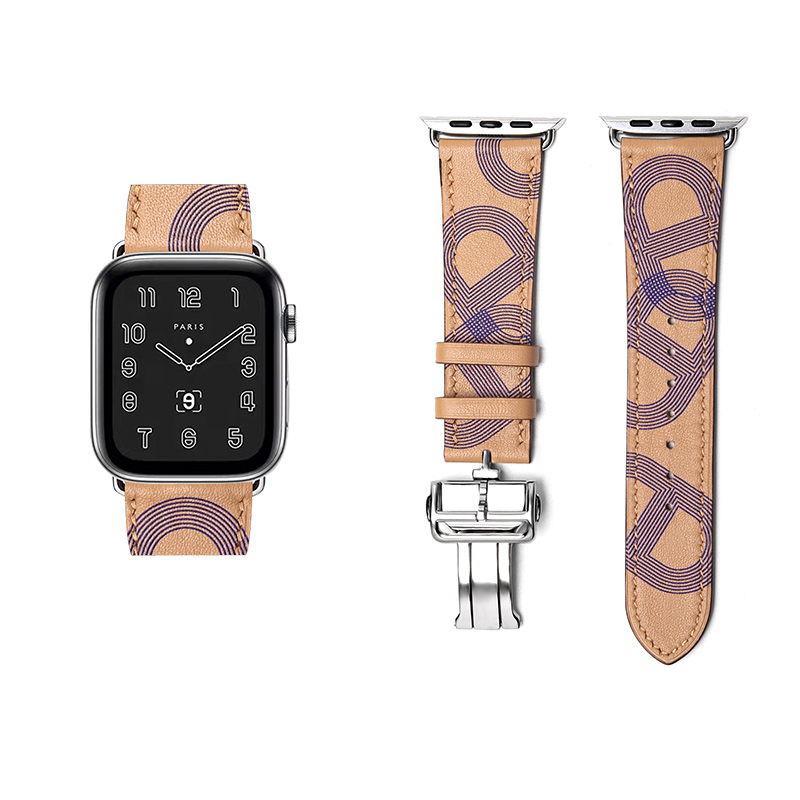 

Vobafe Часы Strap Apple Compatibility Cowhide Leather Material 43mm, Imported Swift cowhide ★ biscuit color