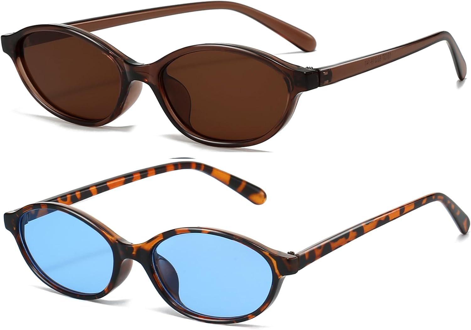 

Ретро овальные солнцезащитные очки для женщин, маленькие овальные очки в стиле 90-х, модные узкие очки «кошачий глаз», винтажные очки, комплект из 2 штук YouthMall, Brown/Brown+ Leopard/Blue