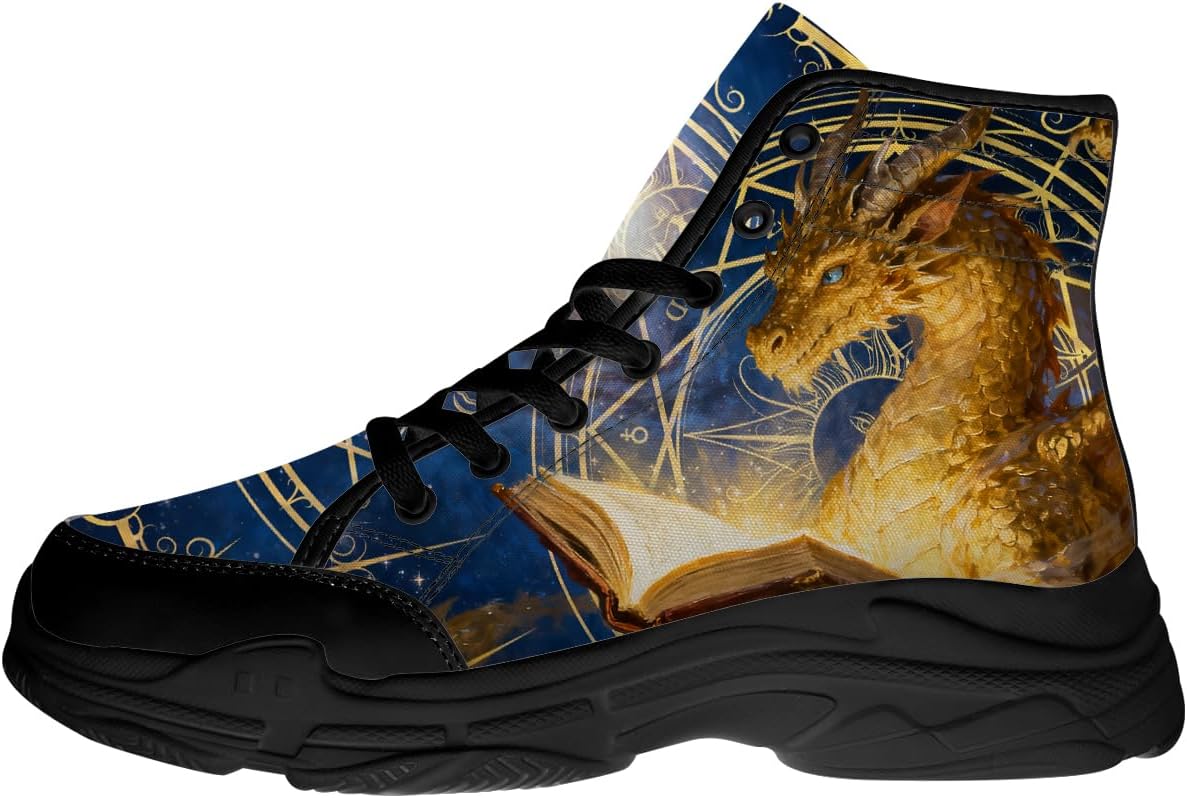 

Кроссовки Dragon Reading Book с высоким верхом, шнуровкой и платформой из канваса, подарки для любителей книг для женщин и мужчин Generic, синий