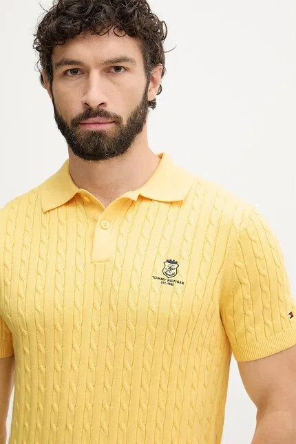 Поло джерси Tommy Hilfiger, желтый — фото 4