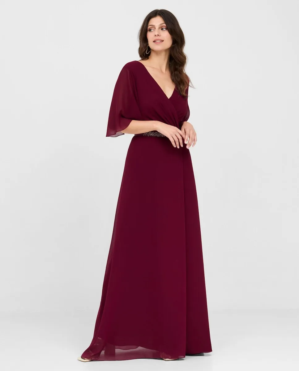 

Платье из шифона с перекрестным вырезом Veneno En La Piel, гранатовый