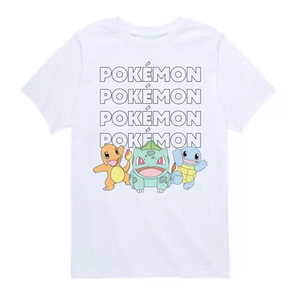 

Футболка для мальчиков 8-20 лет с пастельным принтом Pokemon Partners Trio Licensed Character, белый
