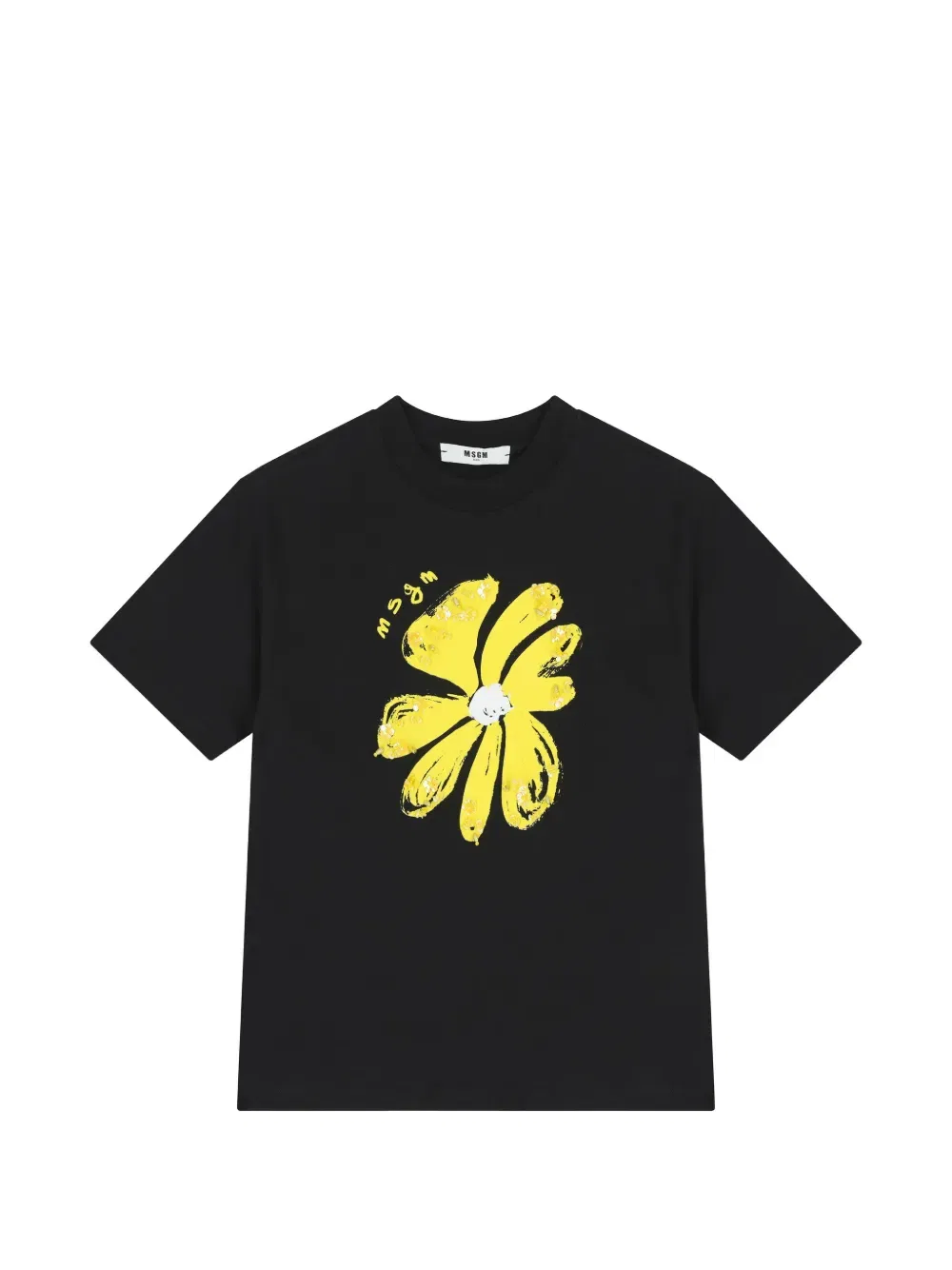 Футболка с цветочным принтом Msgm Kids, черный