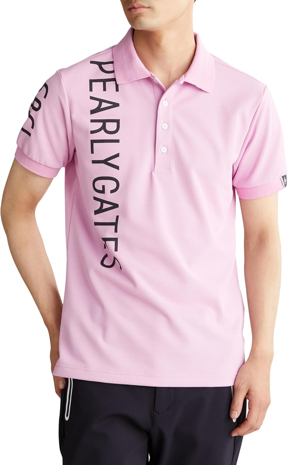 

Мужская поло-рубашка PEARLY GATES с коротким рукавом (влагоотводящая, быстросохнущая, охлаждающая, с защитой от УФ-излучения) / для гольфа / 053-4160401, синий/розовый