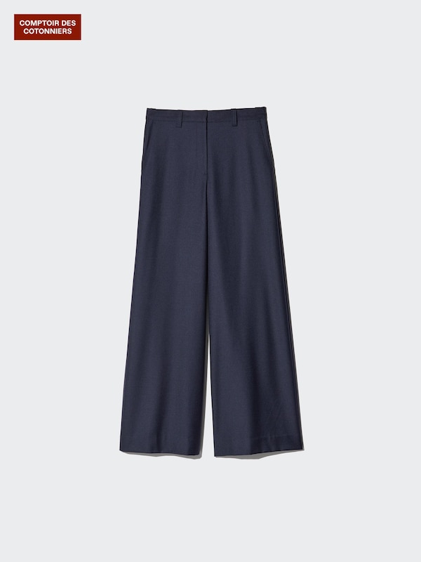 Широкие брюки из смесовой шерсти Uniqlo, 69 navy — фото 3