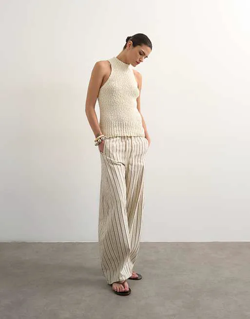 

Джинсы-бочонки Topshop с полосками цвета экрю