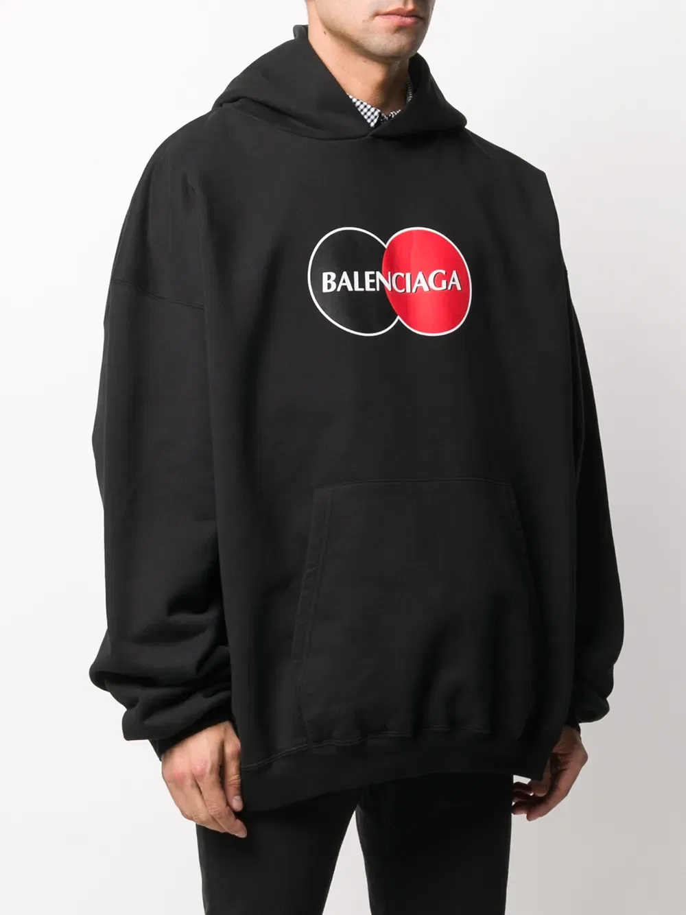 Худи с принтом логотипа униформы Balenciaga, черный — фото 3