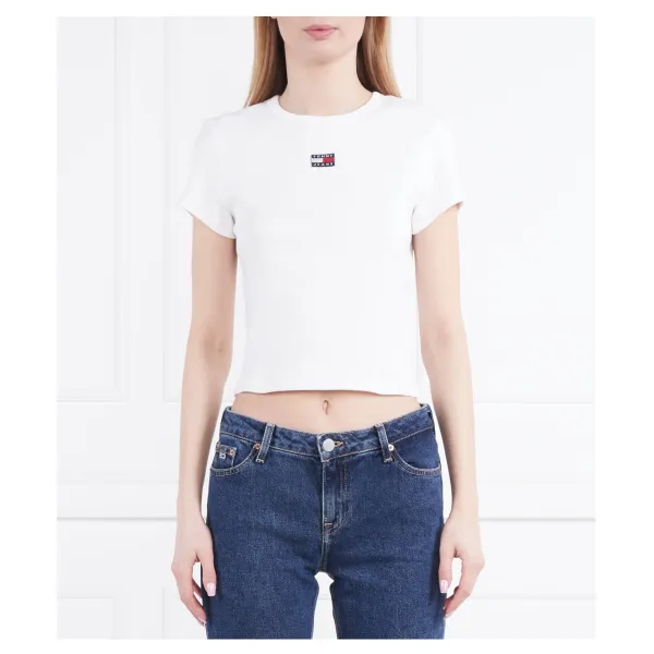 

Футболка узкого кроя с значком Tjw bby в рубчик xs Tommy Hilfiger, белый