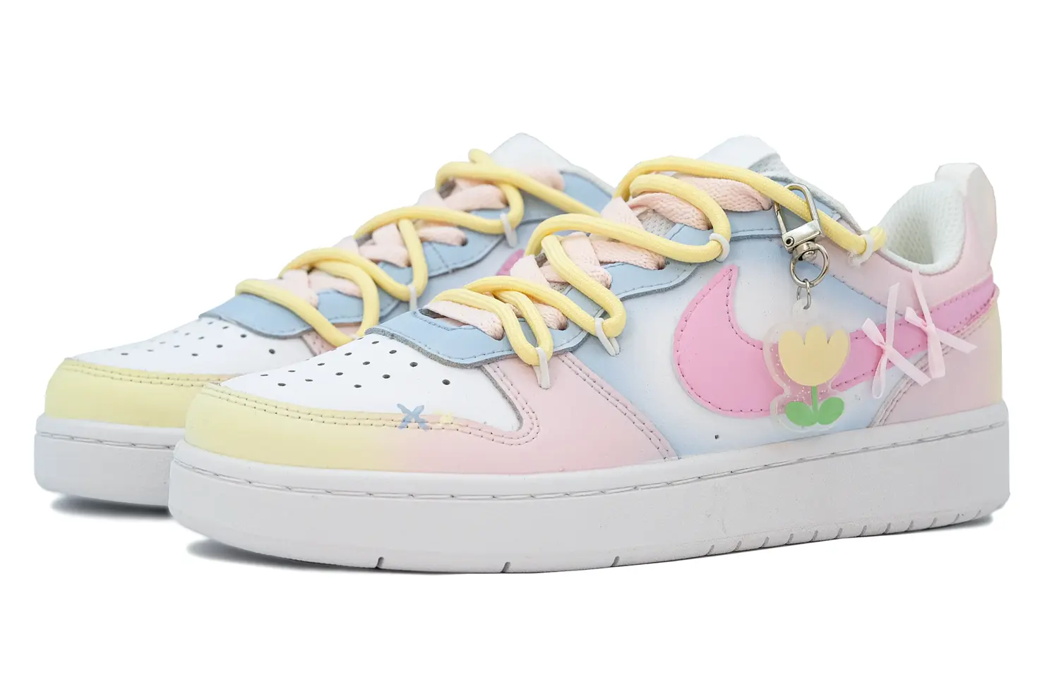 

Кроссовки Nike Court Borough Skateboarding Shoes Women's Low-top Yellow/blue, розовый
