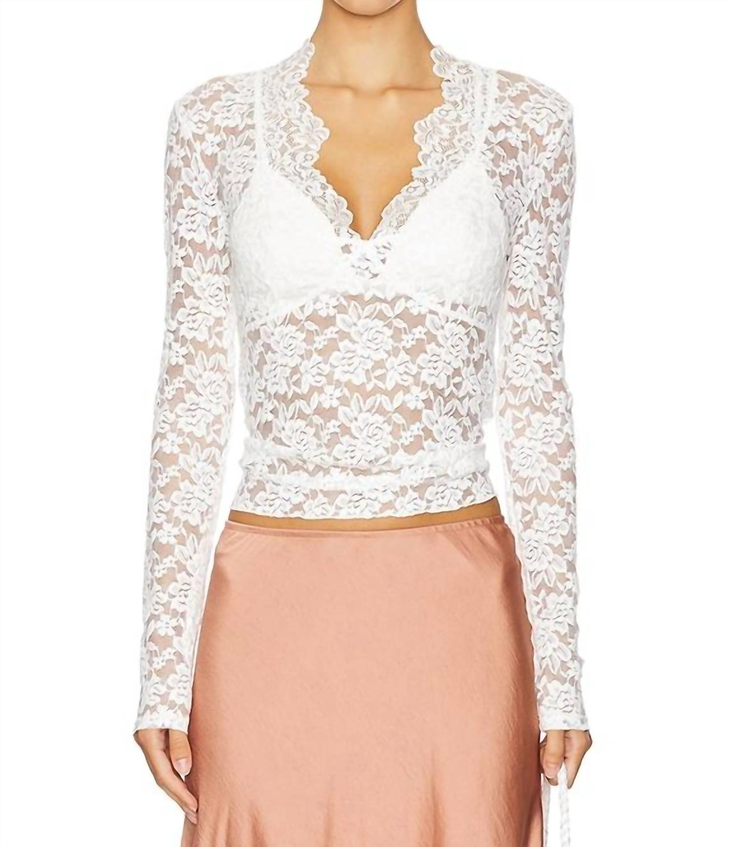 

Кружевный топ с длинным рукавом All Day Ivory Free People