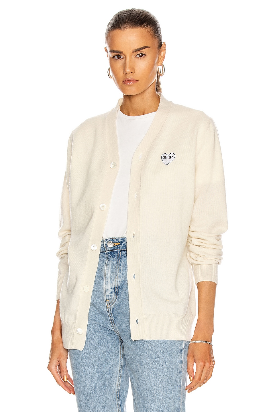 

Кардиган с белым сердцем Comme Des Garcons Play, Natural