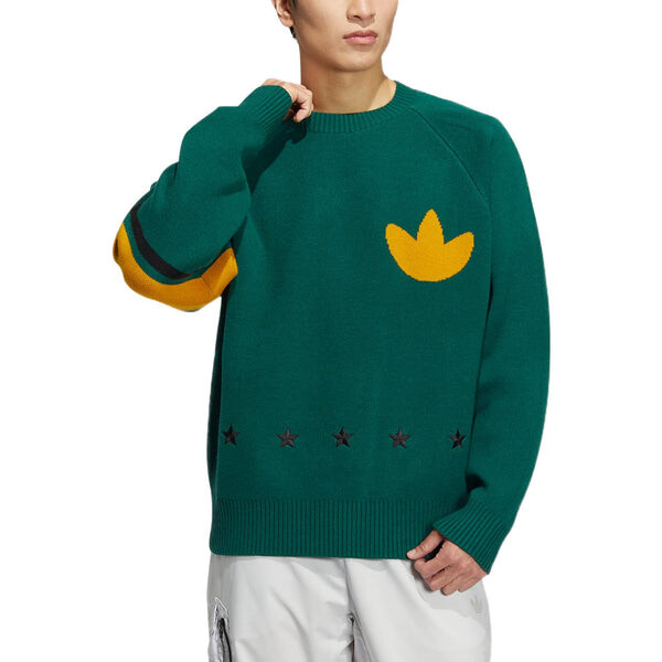 Толстовка originals logo sweater asia sizing 'green yellow' Adidas, зеленый — фото 2