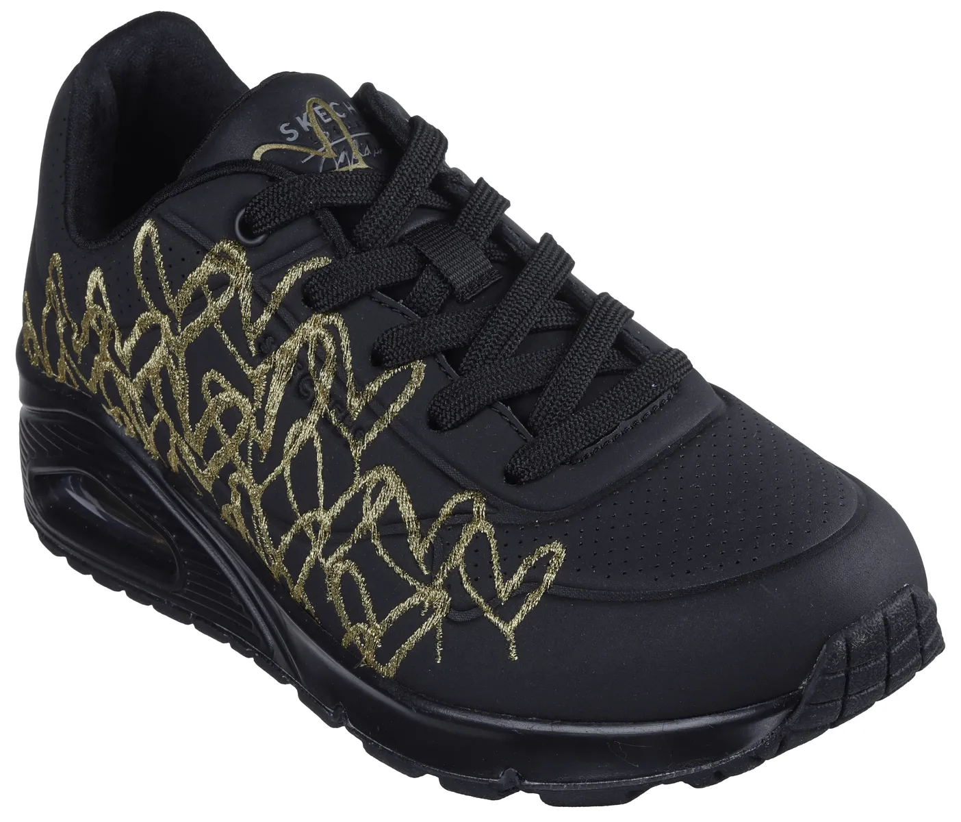 Кроссовки Skechers "UNO-GOLDEN HEART", повседневная обувь, полуботинки, шнуровка с удобной функцией Skech Air, цвет Schwarz-Goldfarben