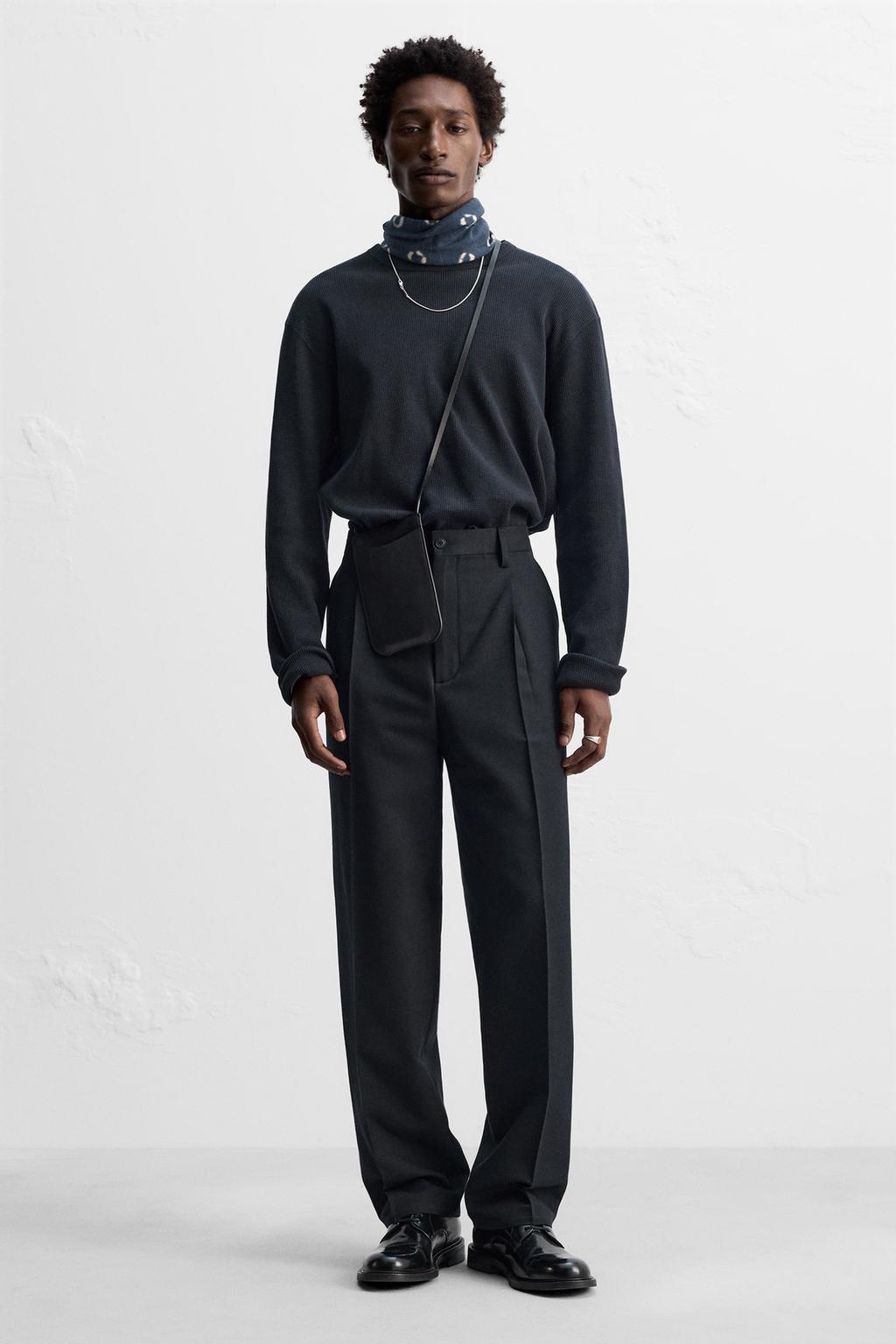 

Кожаная сумка через плечо ZARA, черный