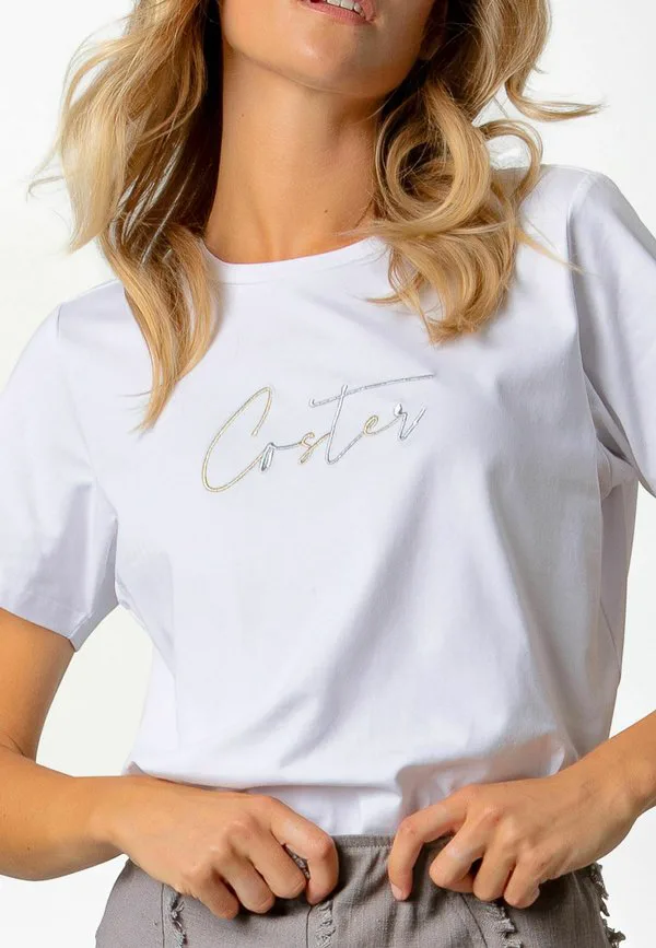 

Футболка с вышитым принтом Coster Copenhagen, White, Белый, Футболка с вышитым принтом Coster Copenhagen, White