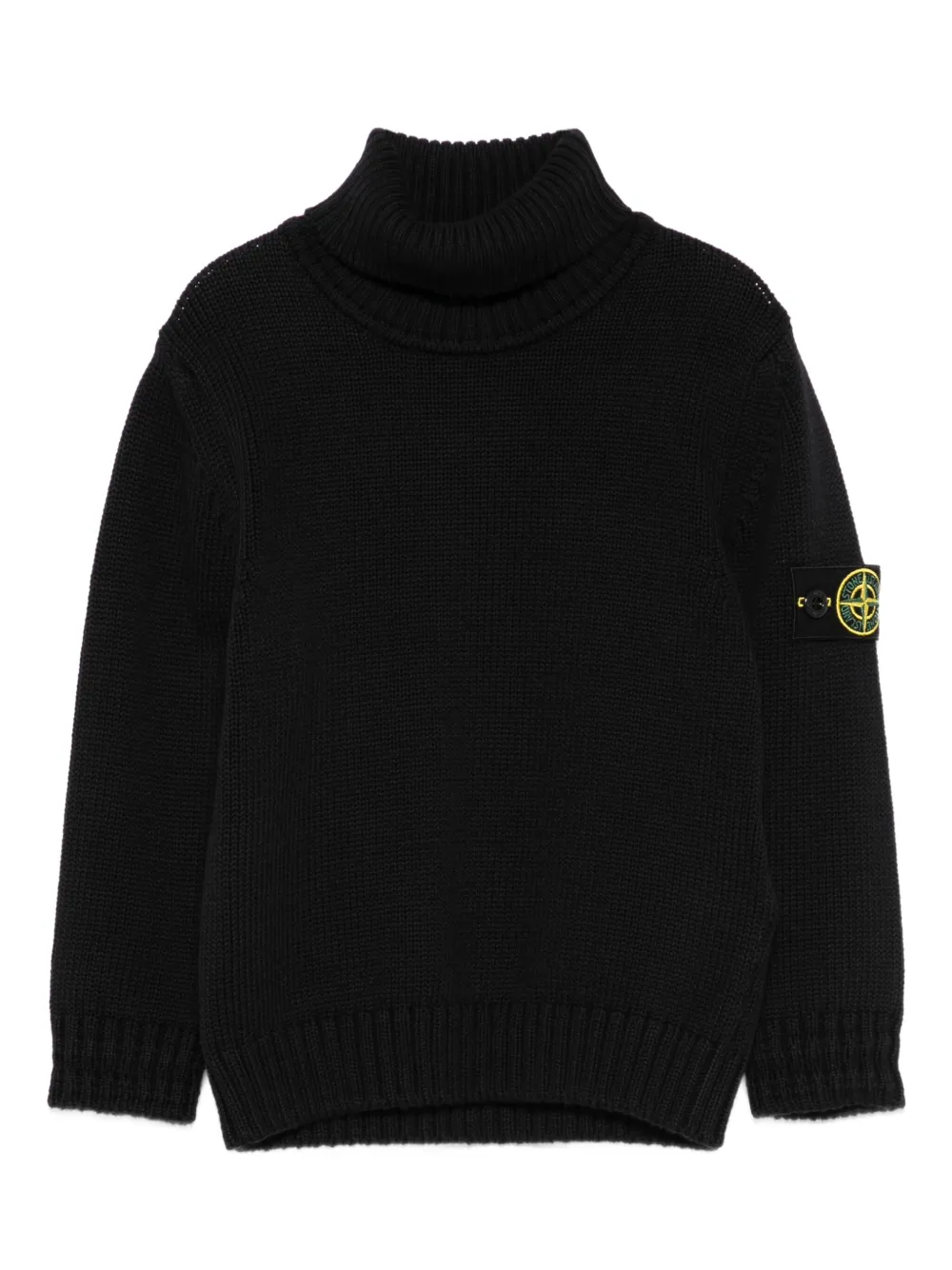 

Свитер с высоким воротом и нашивкой-логотипом Stone Island Junior, черный