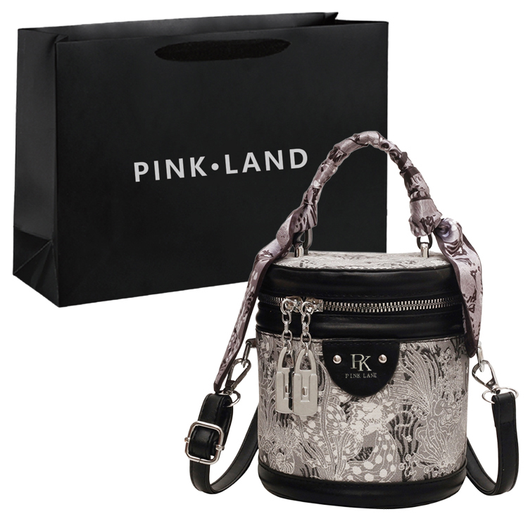 

PINK·LAND Женская сумка через плечо с одним ремнем, Black+Black Shopping Bag