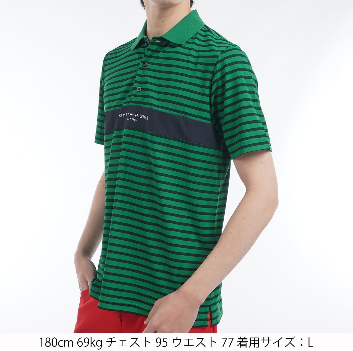 Мужская поло-рубашка Tommy Hilfiger Golf Classic THMA514 Essential с коротким рукавом, зеленый — фото 3