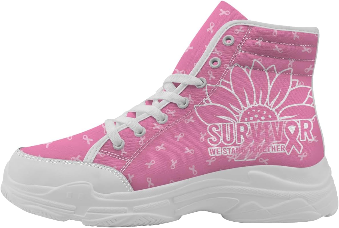 

Кроссовки Quorax для женщин с осведомленностью о раке груди, высокие на шнуровке, из хлопка, подарок для нее и для него, 3114 Sunflower Breast Cancer Survivor