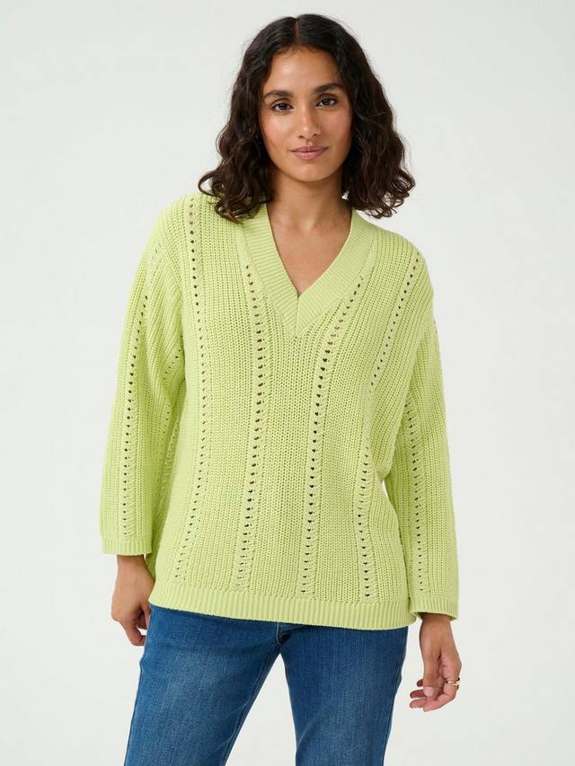 

Лорри джемпер с V-образным вырезом KAFFE, Mid Green