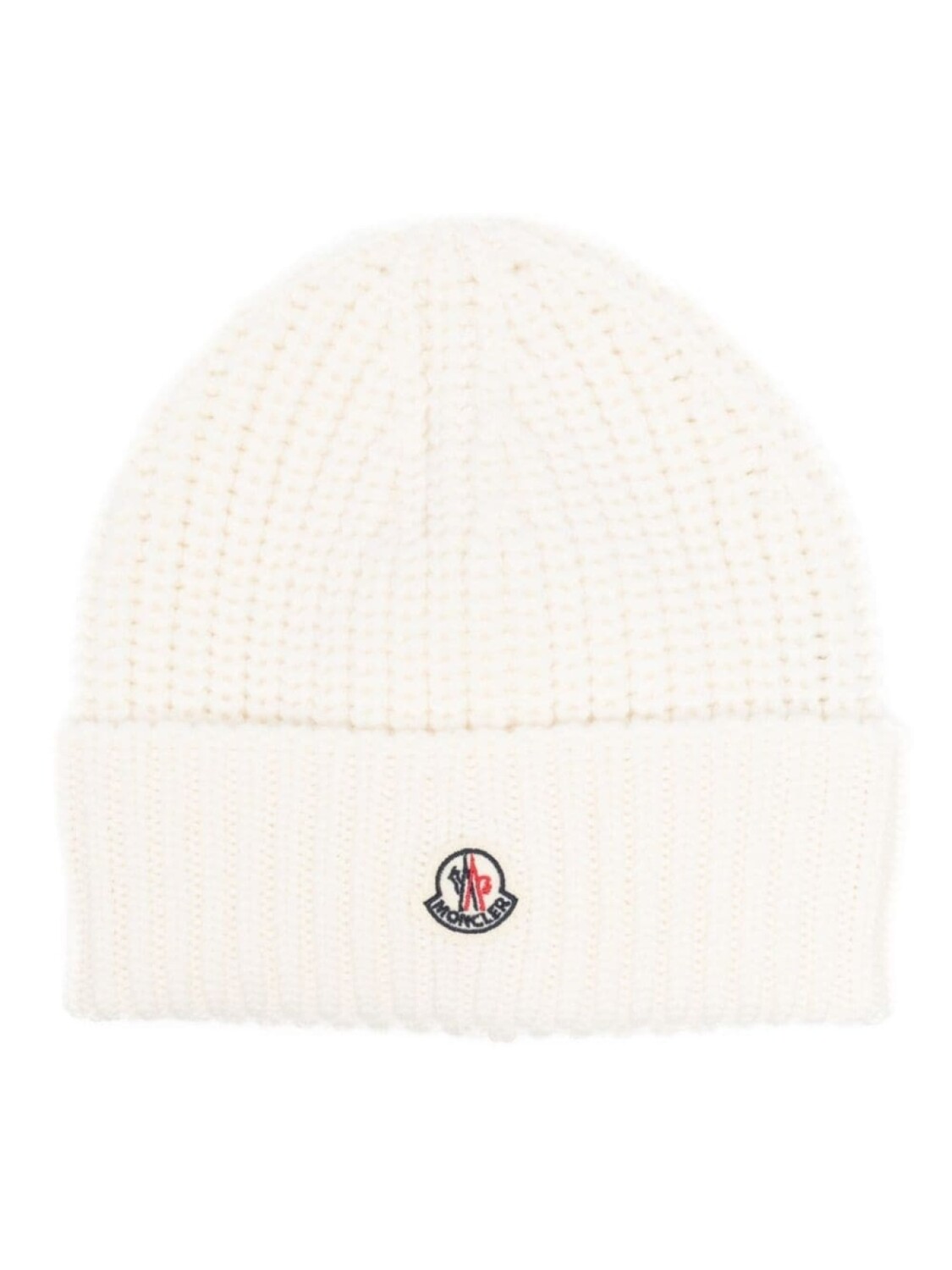 

Moncler шапка бини в рубчик с нашивкой-логотипом, белый
