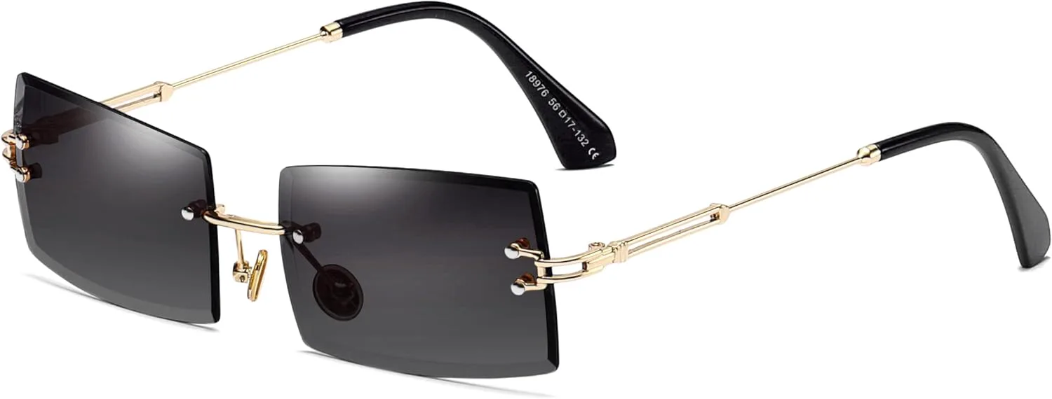 

Ретро-солнцезащитные очки без оправы для женщин и мужчин, модные квадратные очки небольшого размера без оправы с прозрачными линзами, очки в стиле Y2K TIGA VINTA, 6