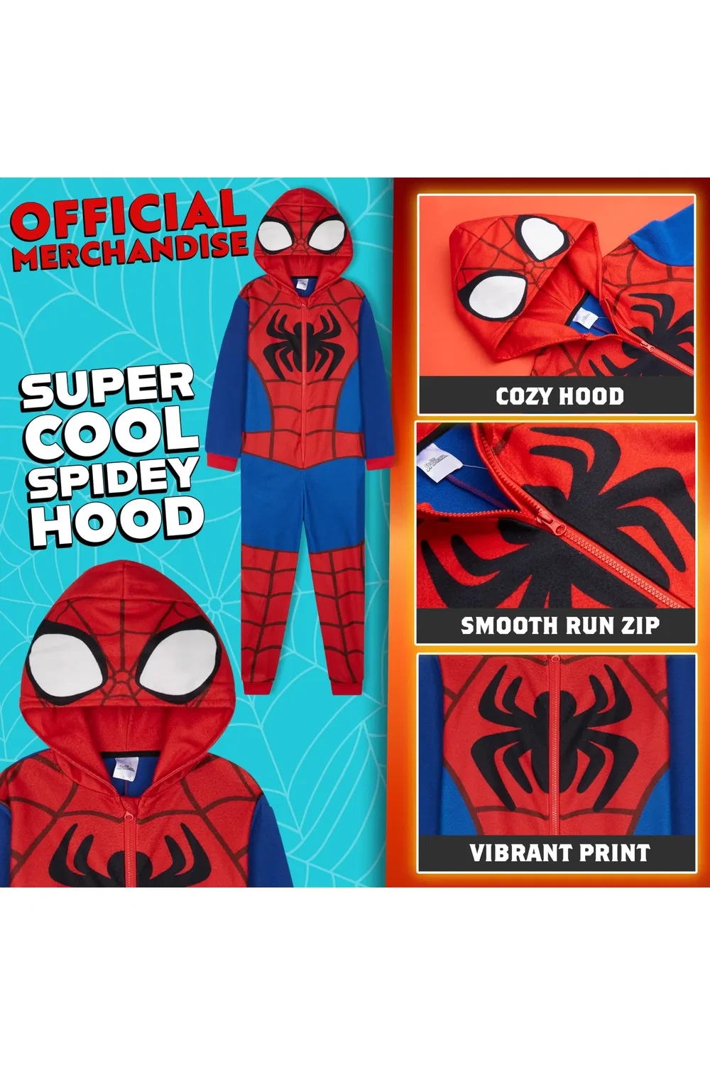 Детский комбинезон-кигуруми Spiderman Marvel, мультиколор — фото 2