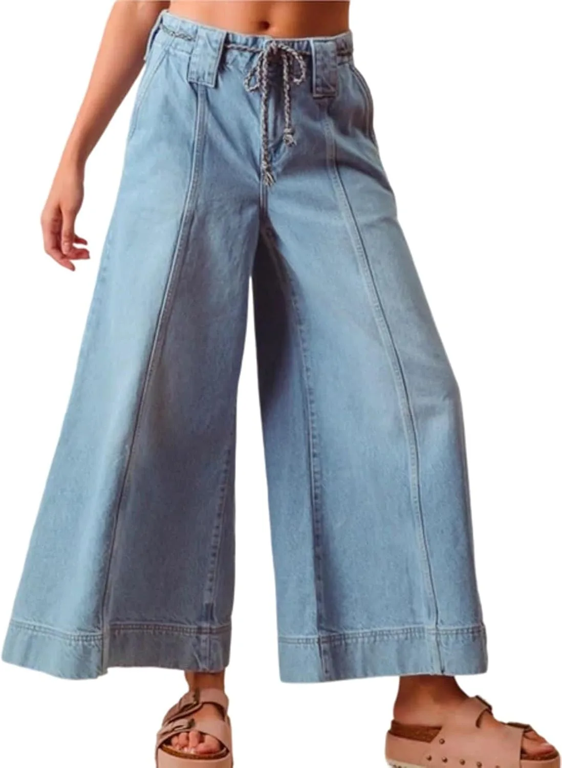 

CHARTOU Женские джинсы-палаццо с клешом и карманами