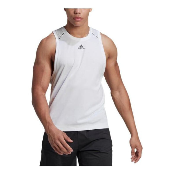 

Майка Men's adidas Solid Color Logo Casual Sports Hygroscopic Gym Sports White Vest, белый