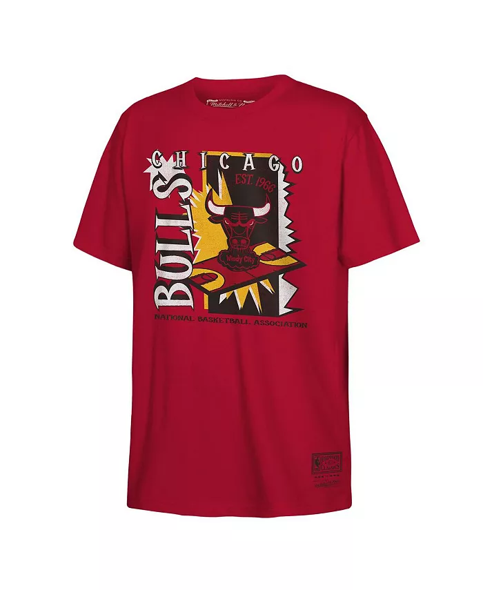 

Футболка ретро с постером Chicago Bulls 90-х для подростков, красная Mitchell & Ness