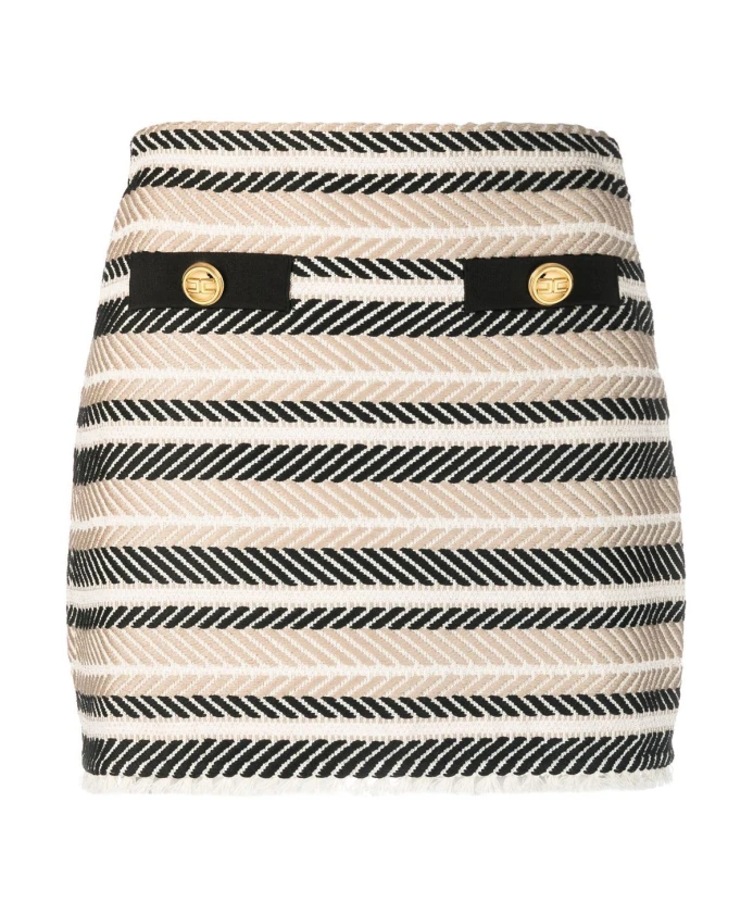 

Нейтральная вязаная мини-юбка Elisabetta Franchi, бежевый