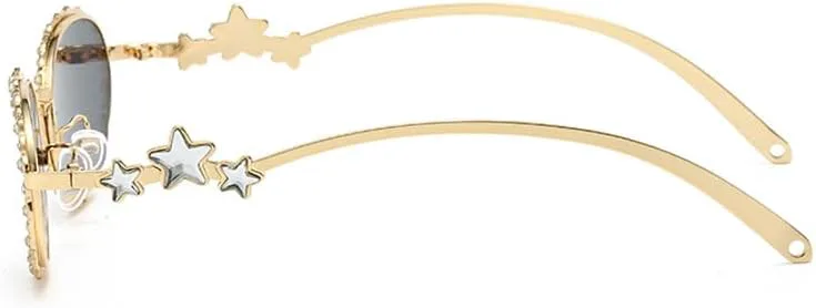 

bullabulling Модные миниатюрные овальные солнцезащитные очки со стразами для женщин в стиле 90-х, блестящие, с бриллиантами, диско-очки, для маленького лица, Tea