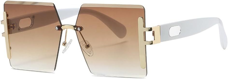 

Солнцезащитные очки большого размера без оправы 2027 года для женщин и мужчин. Модные солнцезащитные очки в винтажном стиле, розовые, с защитой от УФ-излучения UV400 MTZJH, White Tea