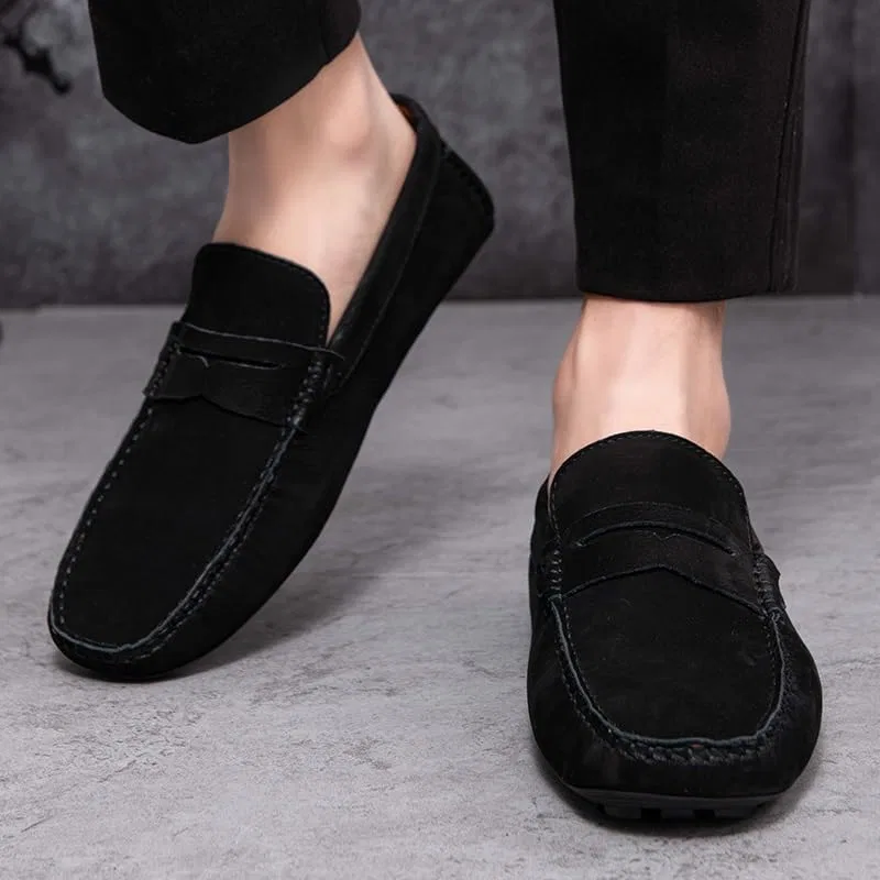 Лоферы кожаные мужские, классические, Black Nubuck Leather PUGHGAETZF — фото 3