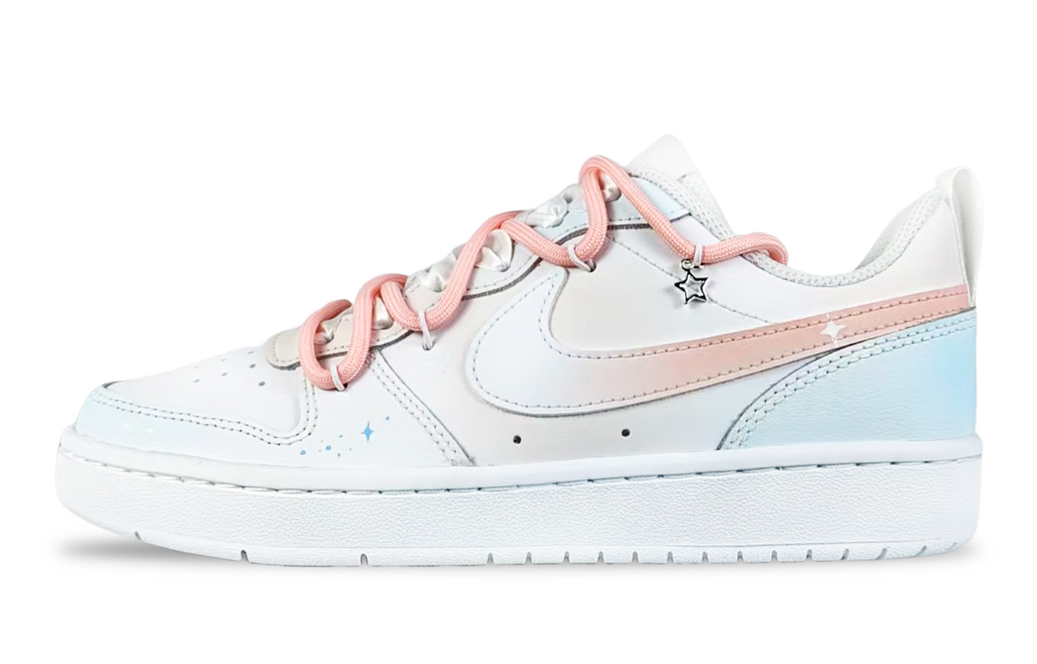 

Nike Court Borough Sea Salt Bubbles, устойчивые к приливному истиранию нескользящие низкие скейтборд кроссовки Blue Pink