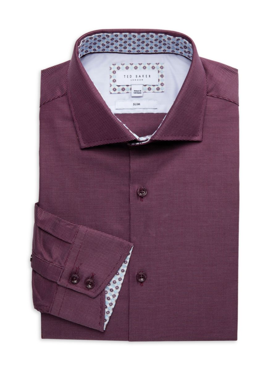 

Приталенная клетчатая рубашка Ted Baker, цвет Maroon
