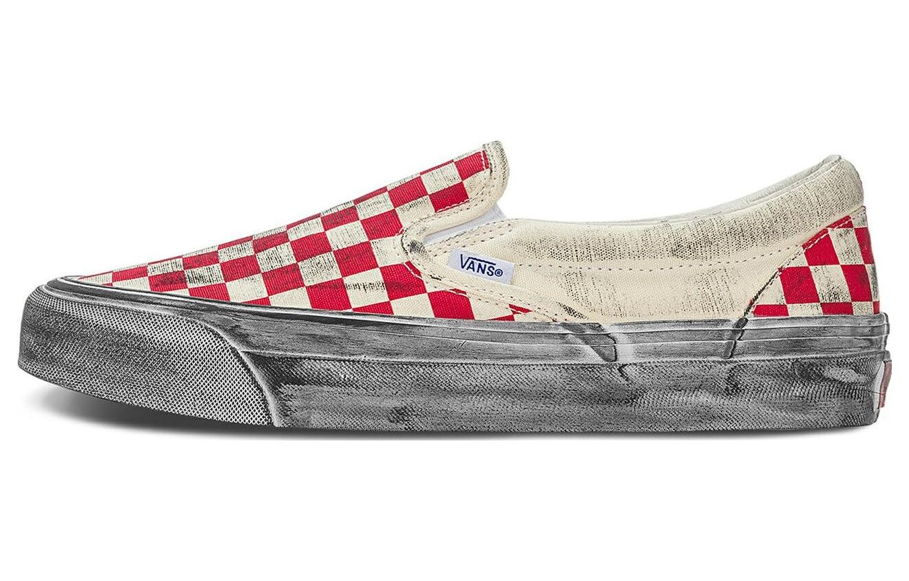 

Кроссовки Vault UA OG Classic Slip-On LX Stressed Red Checkerboard Vans, красный/белый
