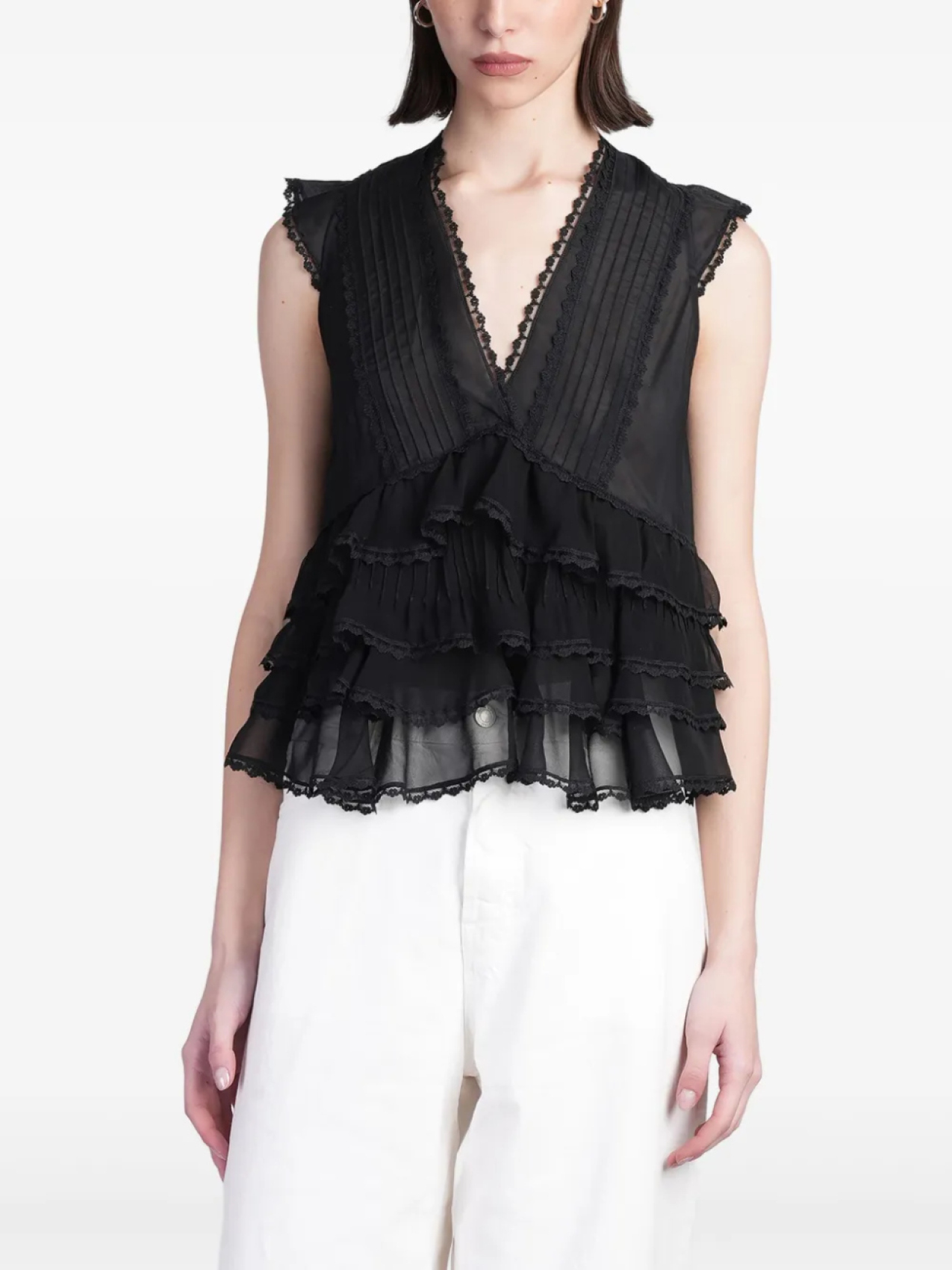 

Блузка Alice + Olivia с оборками, черный